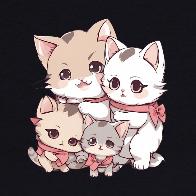 Kawaii Cat Family by animegirlnft